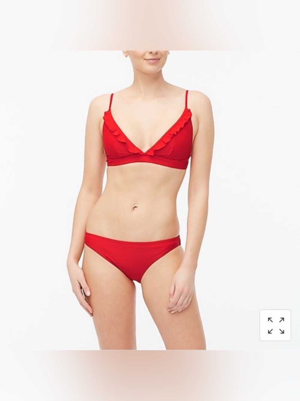 J. Crew Factory red ruffle french bikini top size small - Picture 3 of 13